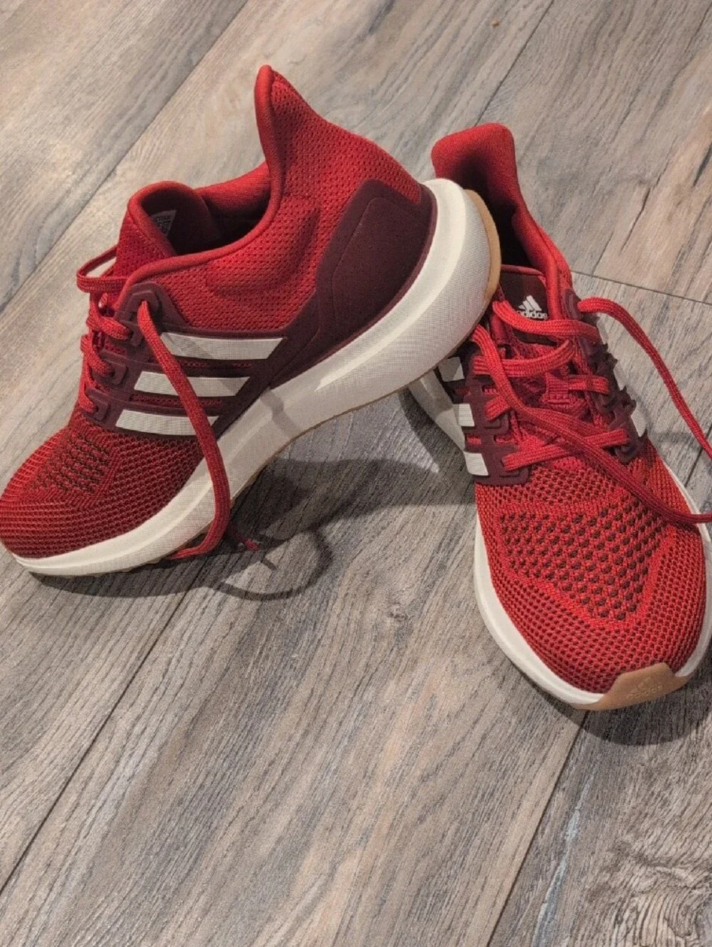 adidas Red Mesh Runner with White Stripes